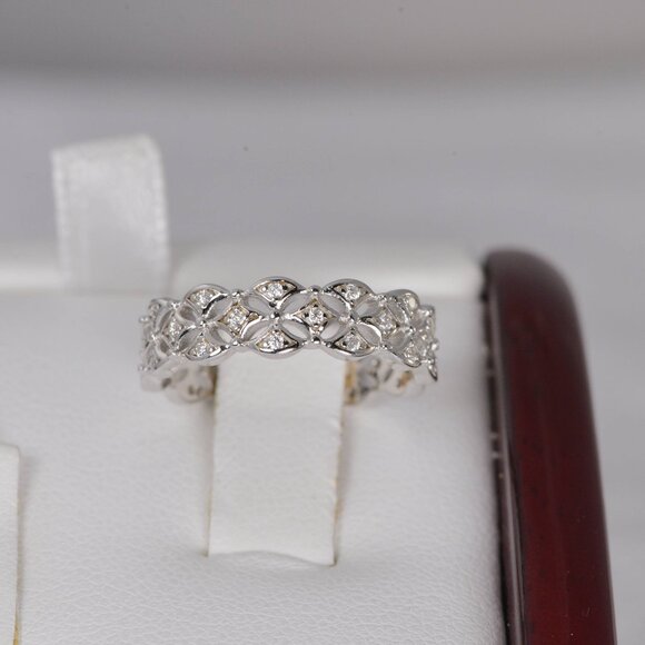 Certified Moissanite Ring Wooven Band Ring WG - Picture 4 of 6